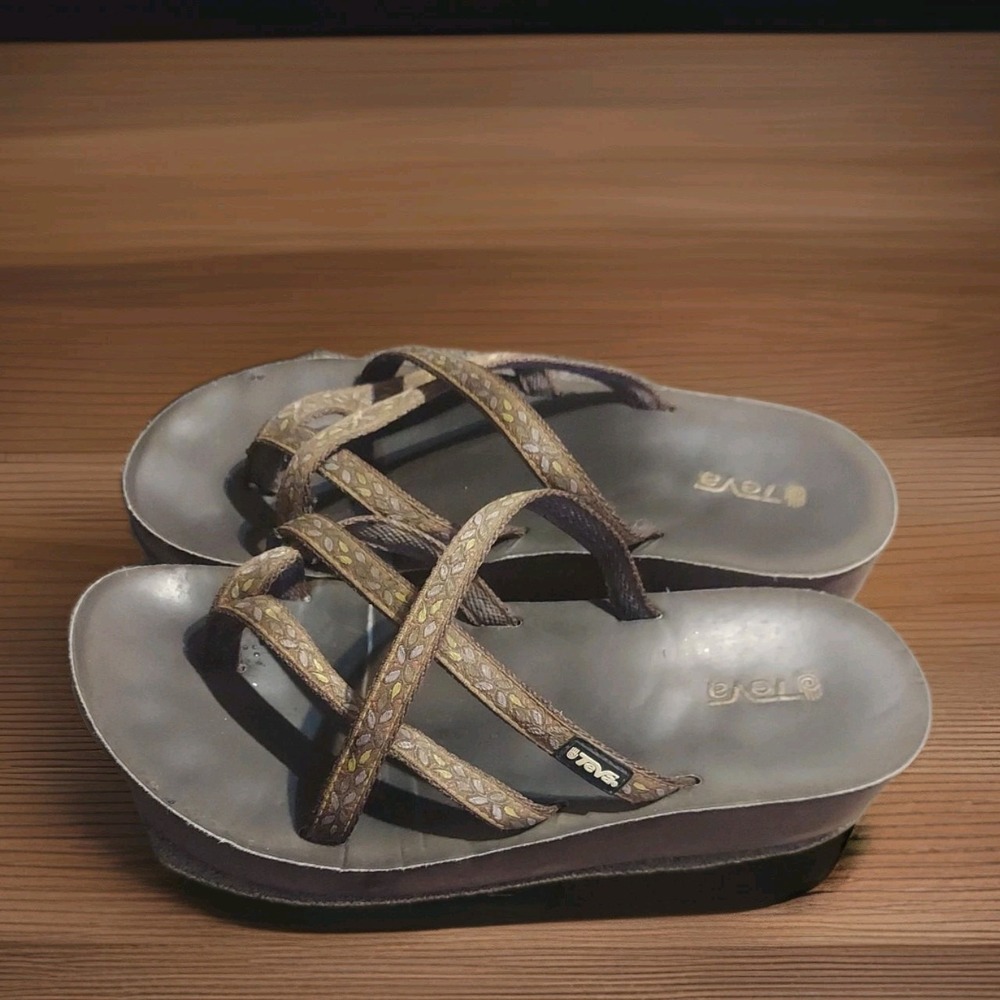 Teva Olowahu Flip Flop Sandals Womens US 10 Beige Brown Strappy‎ Comfort Slip On